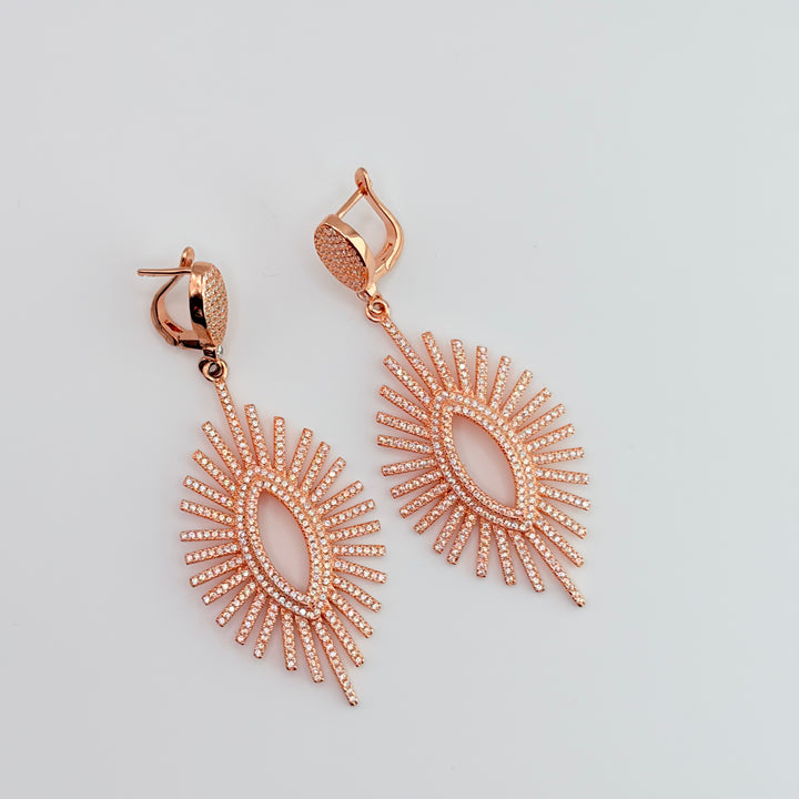 Rose Gold Sunburst Drop Earrings