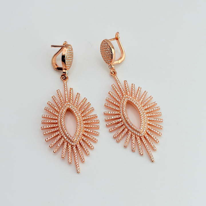 Rose Gold Sunburst Drop Earrings